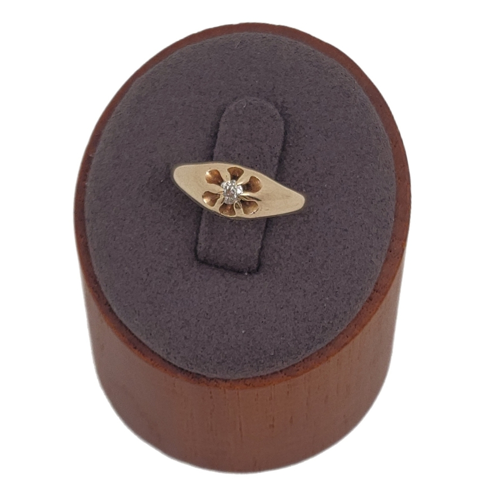 Antique 14k Gold Diamond Belcher Ring Buttercup Setting Size 4.25